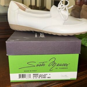 NM Sesto Meucci "Brent" shoes white patent sneakers size 8.5M new in box